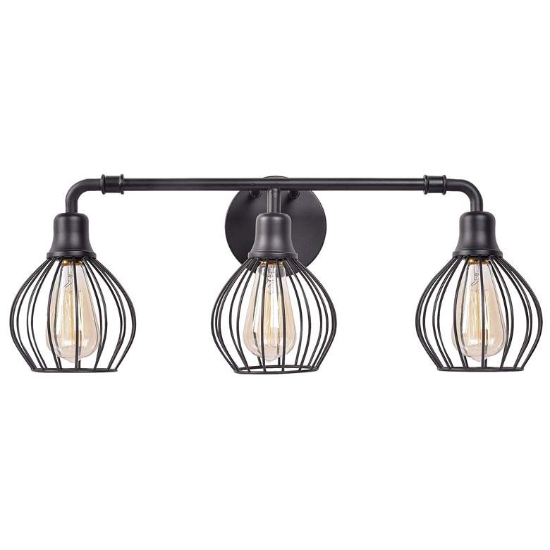 Image 1 Cagney 25" Wide 3-Light Industrial Black Vanity Light