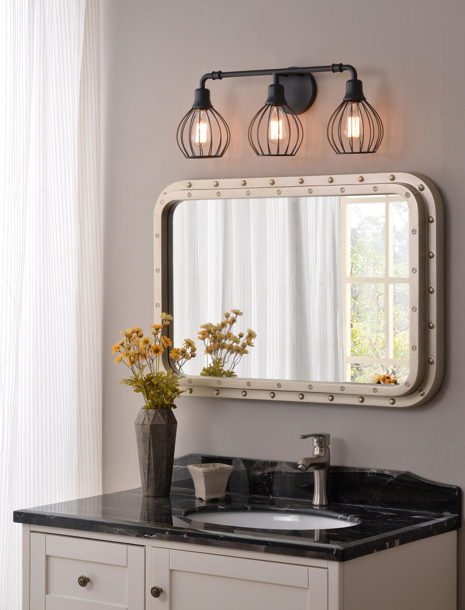 Image 5 Cagney 25" Wide 3-Light Industrial Black Vanity Light more views