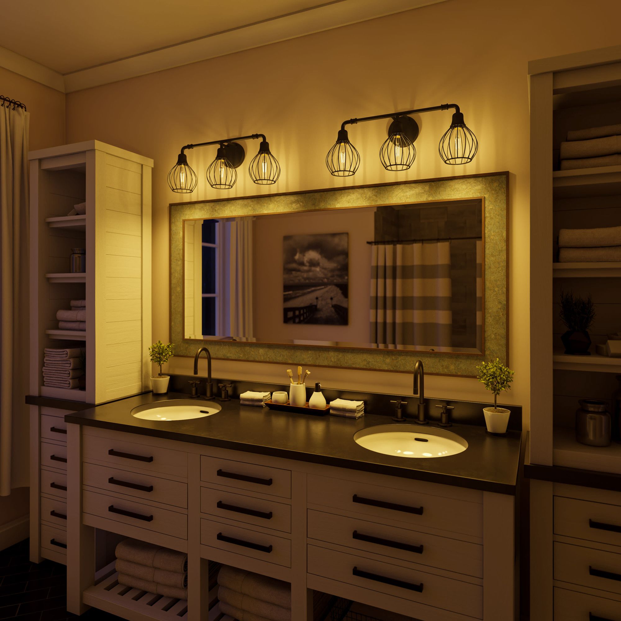 Image 7 Cagney 25" Wide 3-Light Industrial Black Vanity Light more views