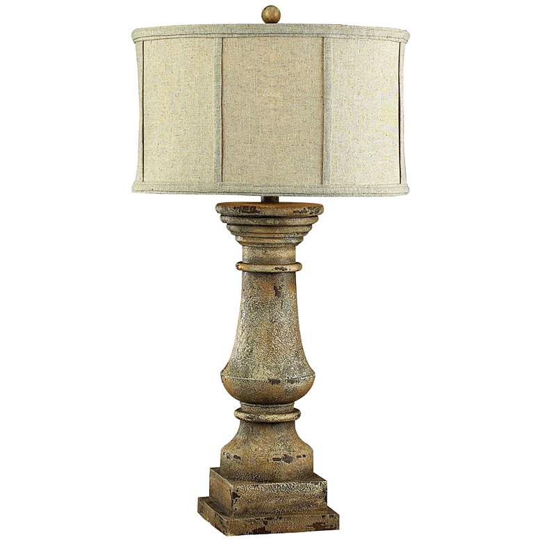 Image 1 Cahors View Monkstown Distressed Beige Table Lamp