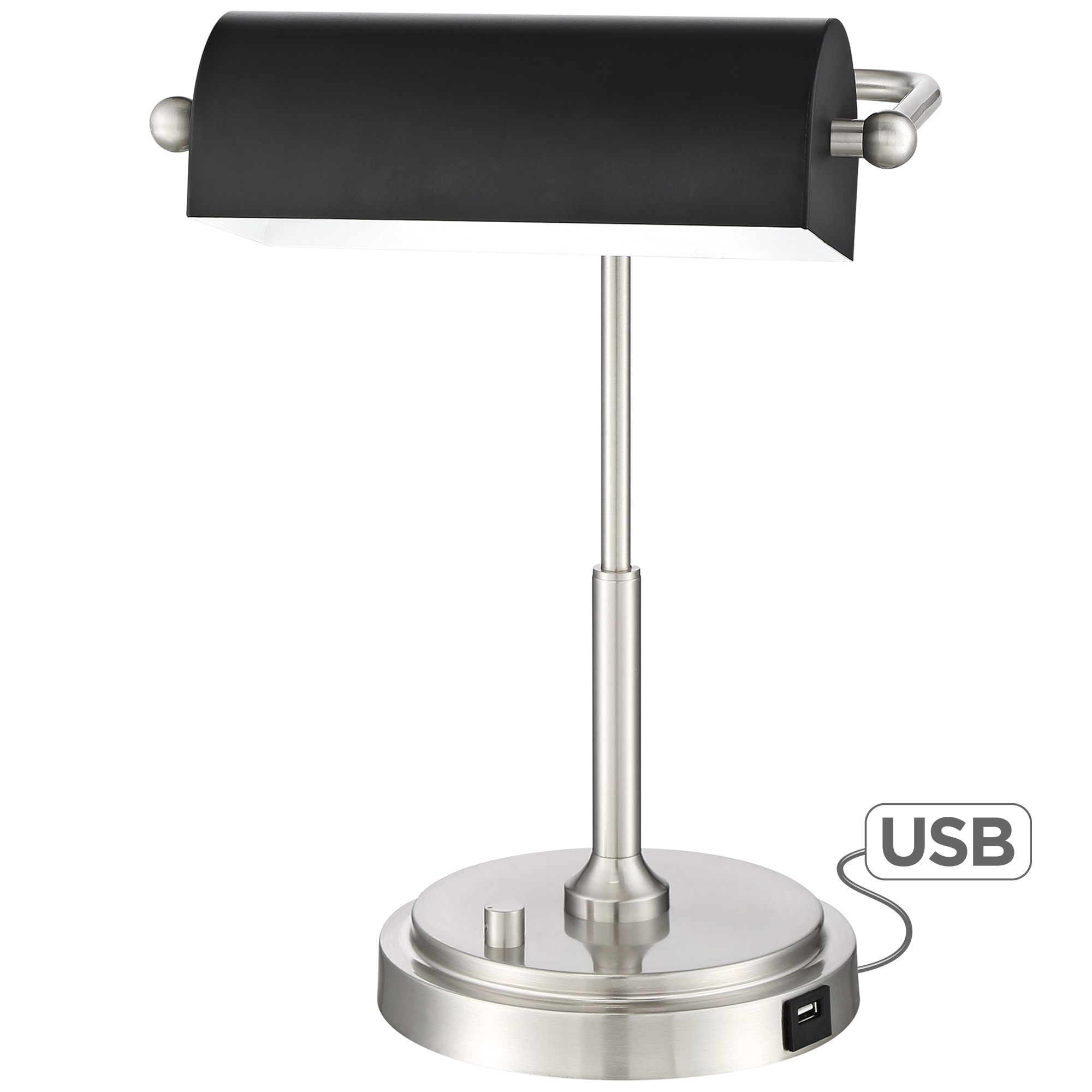 brushed nickel bankers lamp