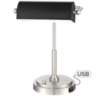 Caileb Brushed Nickel Banker Piano LED Desk Lamp with USB