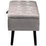 Caine Gray Velvet Fabric Tufted Storage Bench
