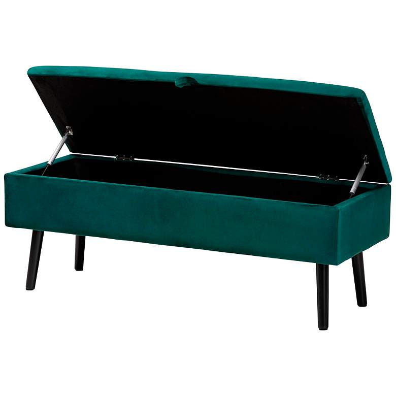 Image 6 Caine Green Velvet Fabric Tufted Storage Bench more views