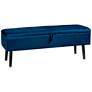 Caine Navy Blue Velvet Fabric Tufted Storage Bench