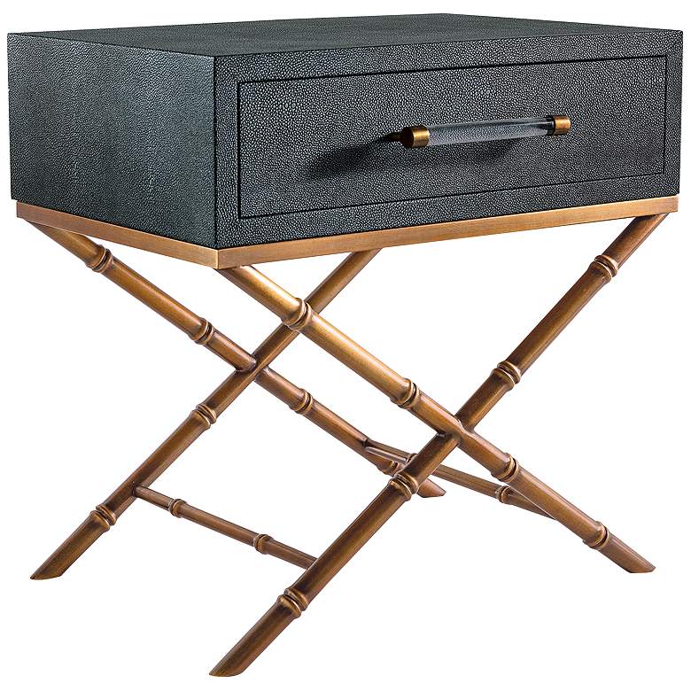 Image 3 Cairo 24" Wide Dark Gray Faux Shagreen 1-Drawer End Table