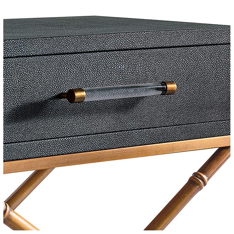 Image 4 Cairo 24" Wide Dark Gray Faux Shagreen 1-Drawer End Table more views