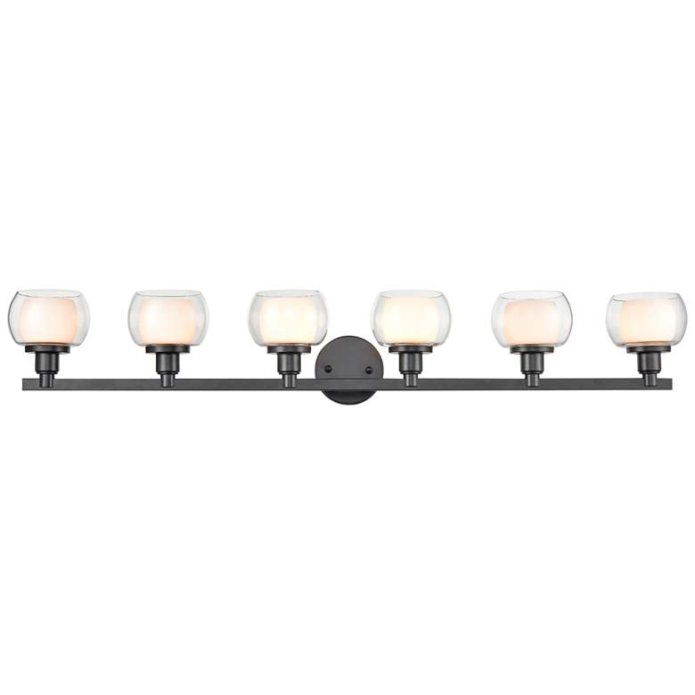 Image 1 Cairo 44 3/4" Wide Black Metal 6-Light Bath Vanity Light