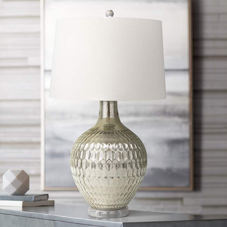 Image 1 Cairo Hammered Silver Mercury Glass Vase Table Lamp