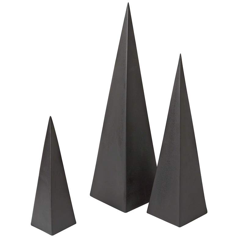 Image 1 Cairo Matte Black 3-Piece Pyramid Ceramic Sculpture Set