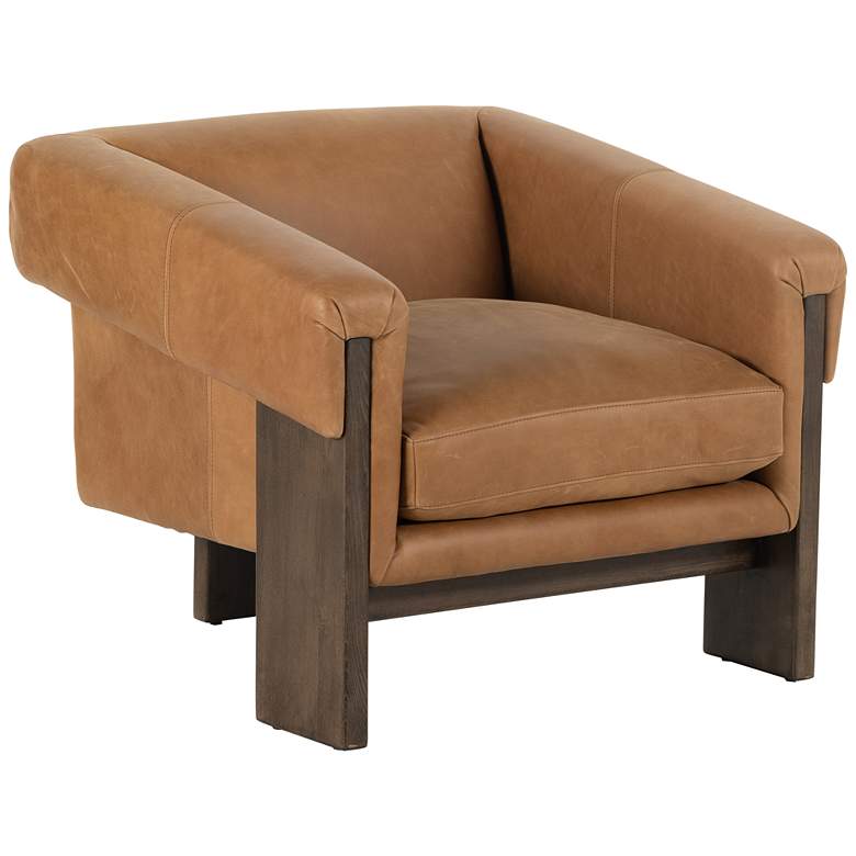 Image 1 Cairo Palermo Cognac Top Grain Leather Accent Chair