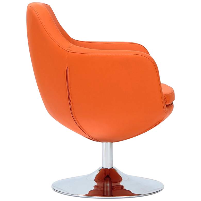 Image 5 Caisson Faux Leather Swivel Accent Chair in Orange and Polished Chrome more views