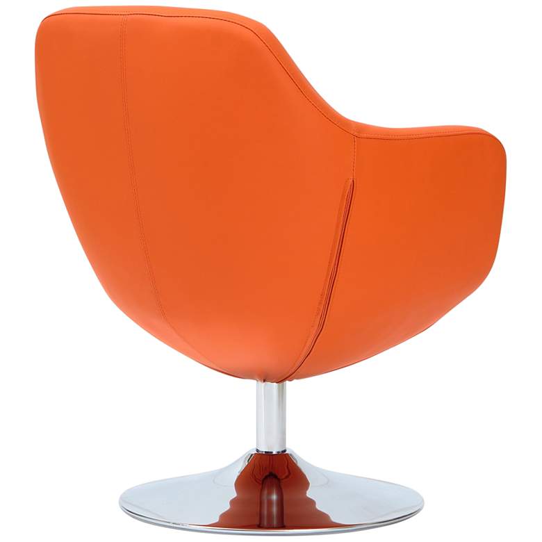 Image 7 Caisson Faux Leather Swivel Accent Chair in Orange and Polished Chrome more views
