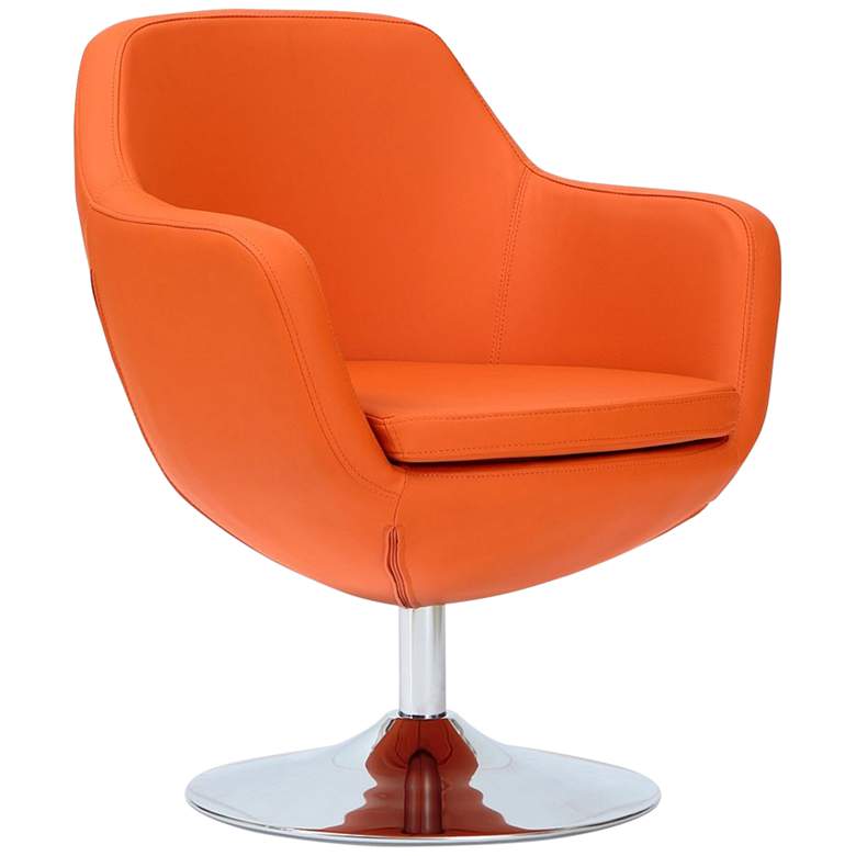 Image 3 Caisson Faux Leather Swivel Accent Chair in Orange Set of 2 more views