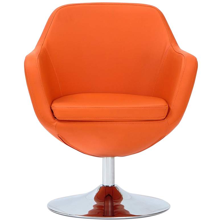 Image 4 Caisson Faux Leather Swivel Accent Chair in Orange Set of 2 more views