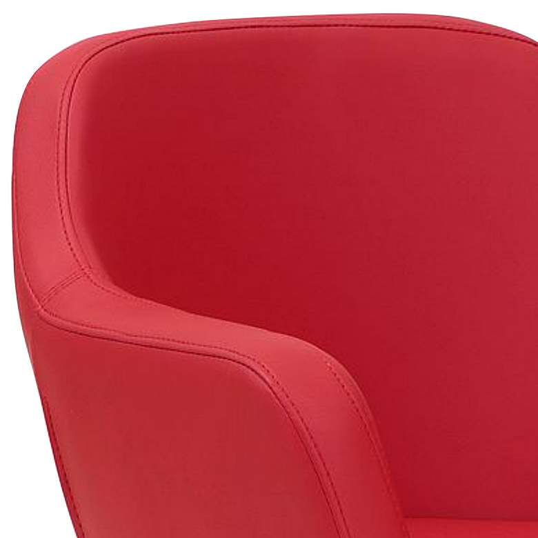 Image 3 Caisson Faux Leather Swivel Accent Chair in Red and Polished Chrome more views