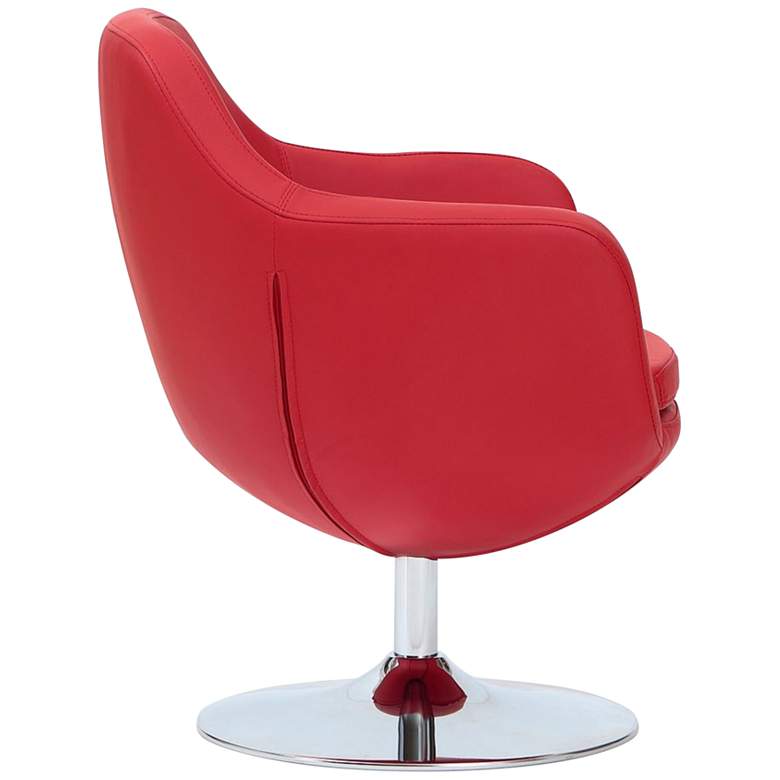 Image 5 Caisson Faux Leather Swivel Accent Chair in Red and Polished Chrome more views