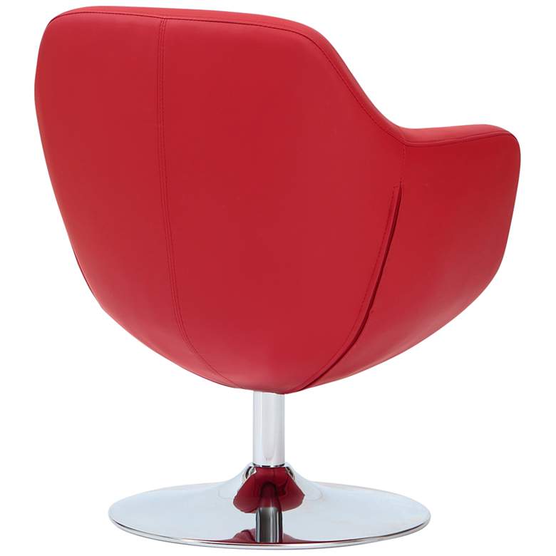 Image 7 Caisson Faux Leather Swivel Accent Chair in Red and Polished Chrome more views