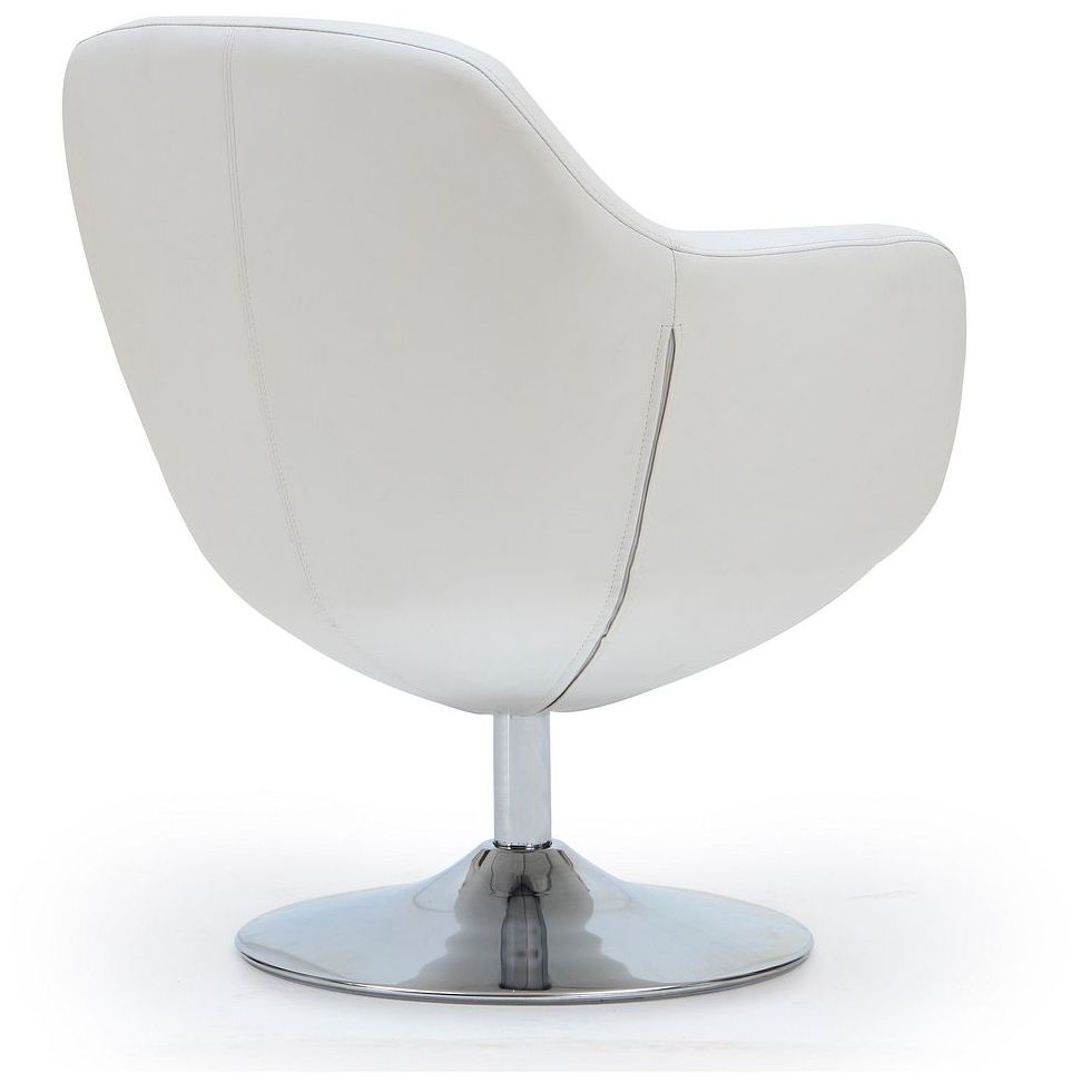 Image 5 Caisson Faux Leather Swivel Accent Chair in White and Polished Chrome more views