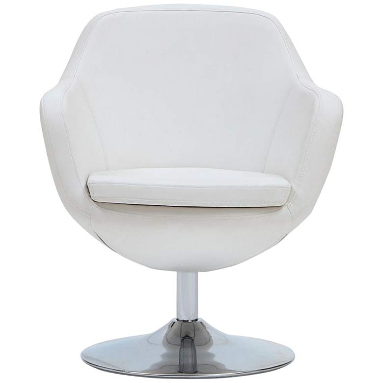 Image 3 Caisson Faux Leather Swivel Accent Chair in White Set of 2 more views