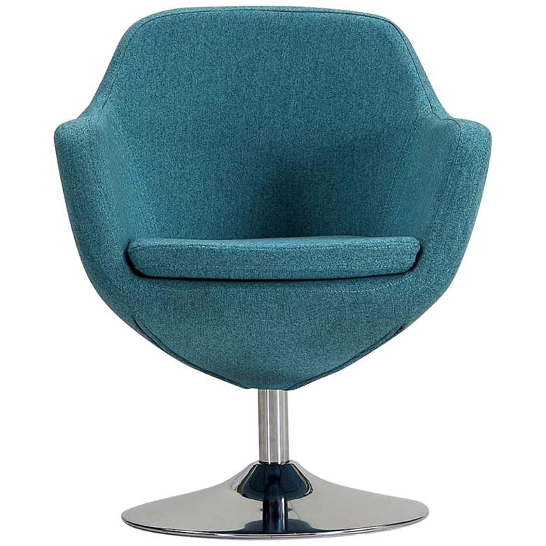 Image 4 Caisson Swivel Accent Chair in Blue and Polished Chrome more views