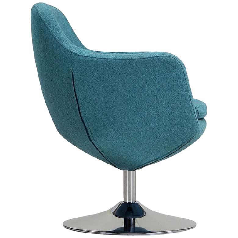 Image 5 Caisson Swivel Accent Chair in Blue and Polished Chrome more views