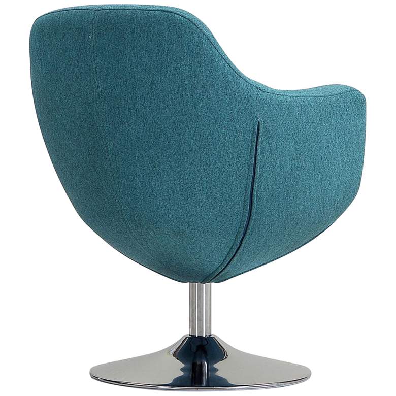 Image 6 Caisson Swivel Accent Chair in Blue and Polished Chrome more views