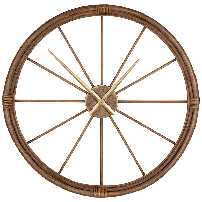 Image 2 Caitlin Natural Rattan 33 inch Round Wall Clock