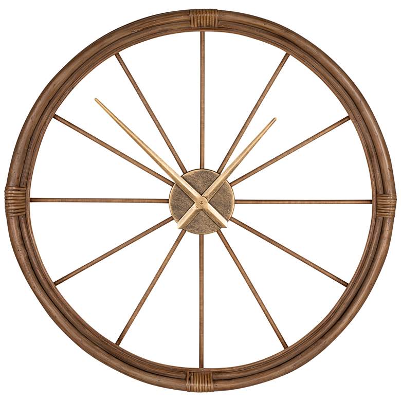 Image 2 Caitlin Natural Rattan 33" Round Wall Clock