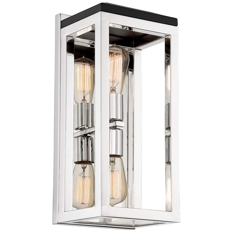 Image 1 Cakewalk; 2 Light; Wall Sconce; Polished Nickel Finish with Black Accents