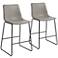 Cal 26" Gray Faux Leather Counter Stools Set of 2