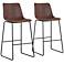 Cal 30" Brown Faux Leather Bar Stools Set of 2