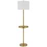 Cal Lightin Crofton 62" Brass Tray Table Floor Lamp with USB Ports