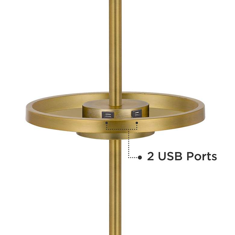 Image 5 Cal Lightin Crofton 62 inch Brass Tray Table Floor Lamp with USB Ports more views