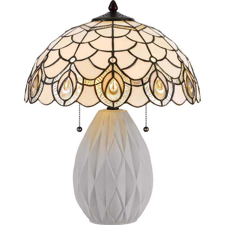 Image 2 Cal Lighting 20 1/4" High Cream Tiffany Style Glass Shade Table Lamp