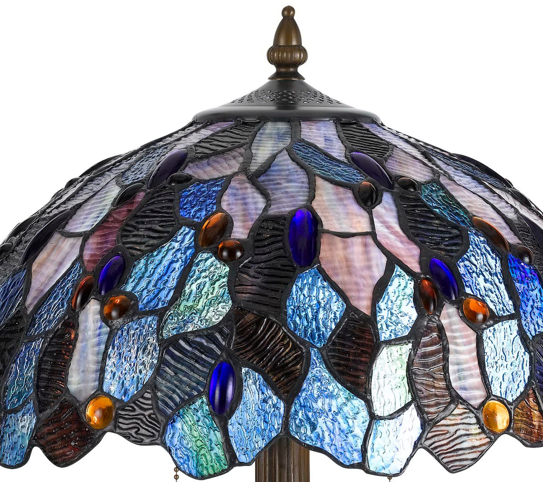 Image 3 Cal Lighting 22 1/2" Antique Brass and Blue Glass Accent Lamp more views