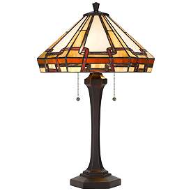 Image2 of Cal Lighting 24 1/2" Bronze Mission Tiffany-Style Glass Table Lamp