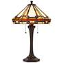 Cal Lighting 24 1/2" Bronze Mission Tiffany-Style Glass Table Lamp