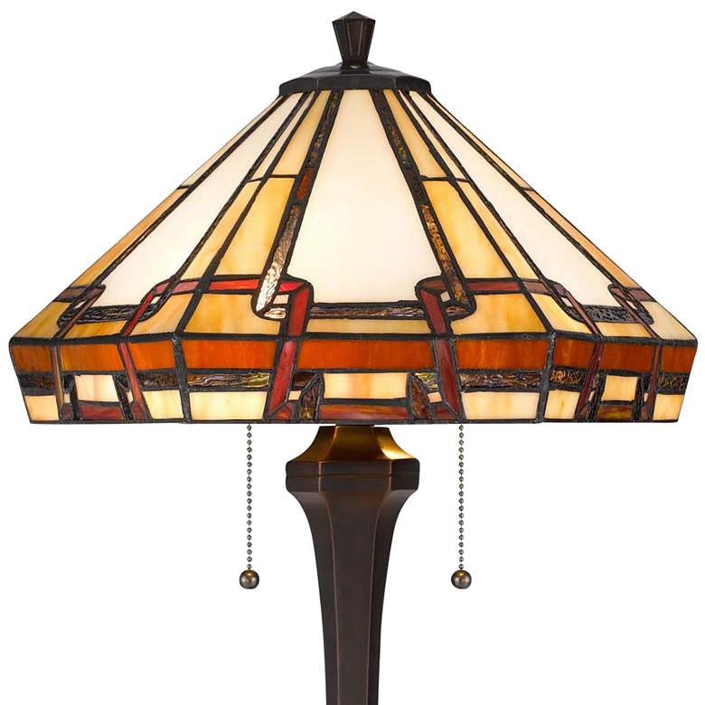 Image 4 Cal Lighting 24 1/2" Bronze Mission Tiffany-Style Glass Table Lamp more views