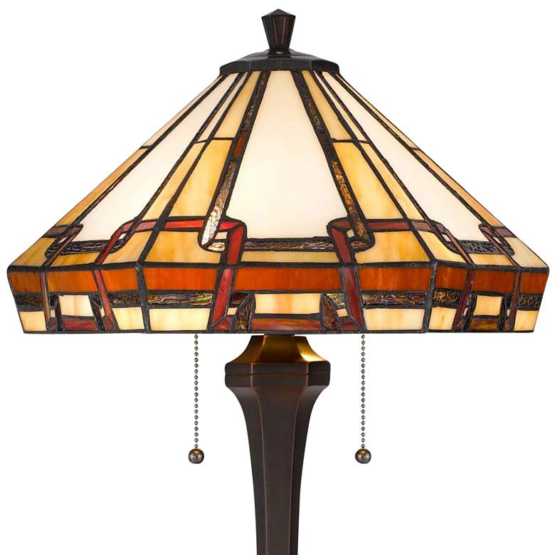 Image 4 Cal Lighting 24 1/2" Bronze Mission Tiffany-Style Glass Table Lamp more views