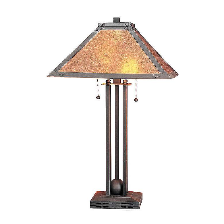 Image 2 Cal Lighting 24 1/2" Mission Bronze Base with Mica Shade Table Lamp