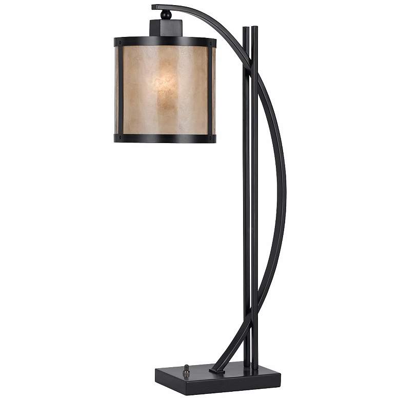 Image 2 Cal Lighting 26" High Natural Iron and Mica Arc Base Table Lamp