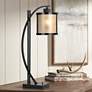 Cal Lighting 26" High Natural Iron and Mica Arc Base Table Lamp