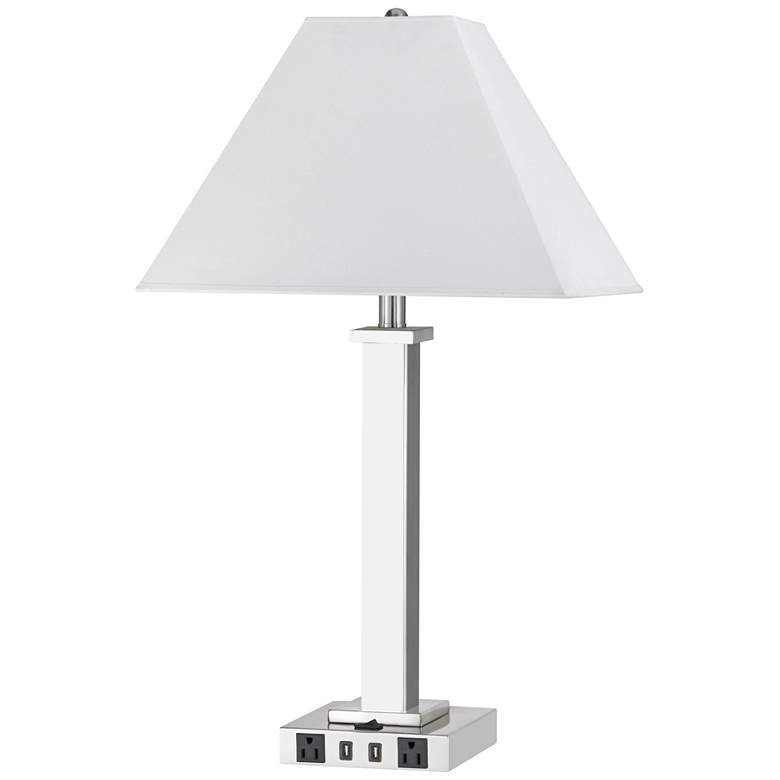 Image 2 Cal Lighting 28" High Brushed Steel Power Outlet USB Table Lamp