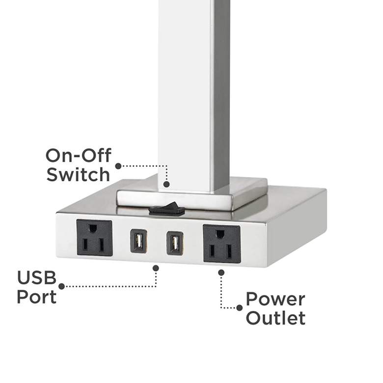Image 4 Cal Lighting 28" High Brushed Steel Power Outlet USB Table Lamp more views