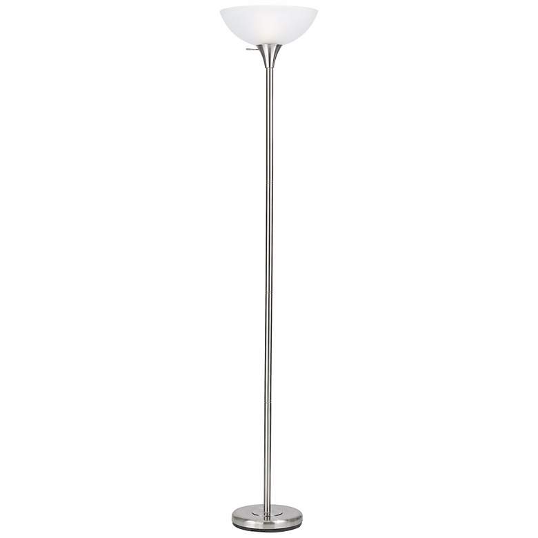 Image 3 Cal Lighting 3-Way Light Brushed Steel Modern Torchiere Floor Lamp