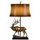 Cal Lighting 31 1/4" Leatherette and Bronze Elk Deer Table Lamp