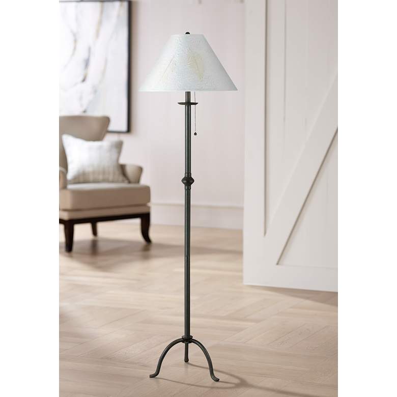 Image 1 Cal Lighting 57 inch High Matte Black Iron Footed Floor Lamp