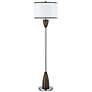 Cal Lighting 60" High Brushed Steel and Faux Wood Modern Floor Lamp