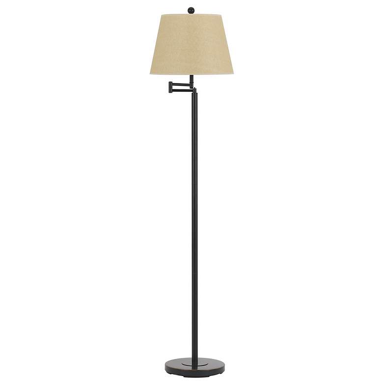 Image 1 Cal Lighting 60" High Dark Bronze Finish Metal Swing Arm Floor Lamp
